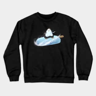 Ice Block Penguin Sledding Snowboard Crewneck Sweatshirt